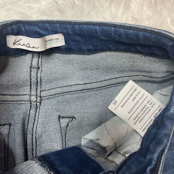 KanCan Skinny Jeans High Rise Distressed Raw Hem Stretch Dark Wash Size 25 - Picture 2 of 8